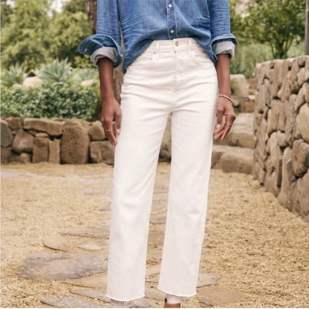 High-Rise Straight Ivory White Women's Jeans